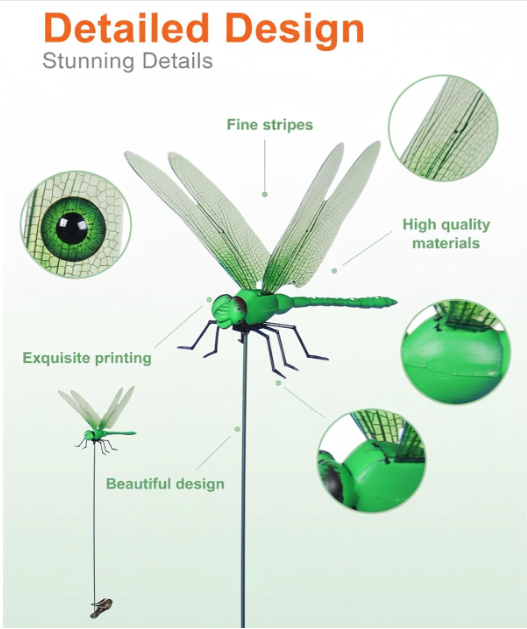 3D Artificial Dragonfly Hat & Garden Clips – Decorative Bug Repellent Dragonfly, 4-Pack
