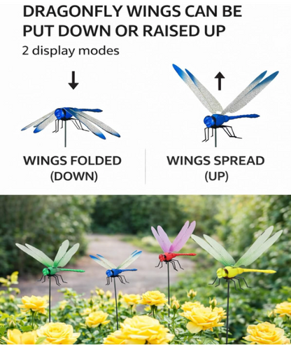 3D Artificial Dragonfly Hat & Garden Clips – Decorative Bug Repellent Dragonfly, 4-Pack
