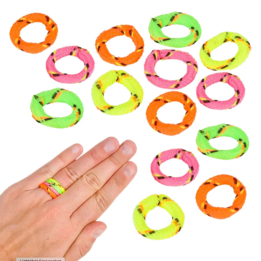 Kids Friendship Rings Party Favor Set – 16-Pack Colorful Plastic Rings (2 Inch)