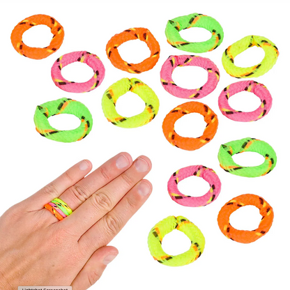 Kids Friendship Rings Party Favor Set – 16-Pack Colorful Plastic Rings (2 Inch)