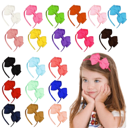 Safe Haven & CO Kids Fabric Bow Headband – Assorted Color Options, Soft Elastic Hair Band