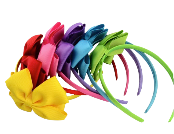 Safe Haven & CO Kids Fabric Bow Headband – Assorted Color Options, Soft Elastic Hair Band