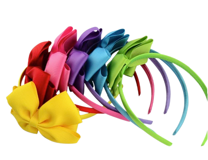 Safe Haven & CO Kids Fabric Bow Headband – Assorted Color Options, Soft Elastic Hair Band