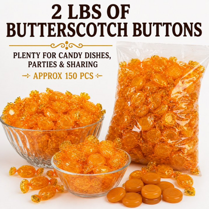 Colombina Butterscotch Discs Individually Wrapped Hard Candy – 2 lb Bag