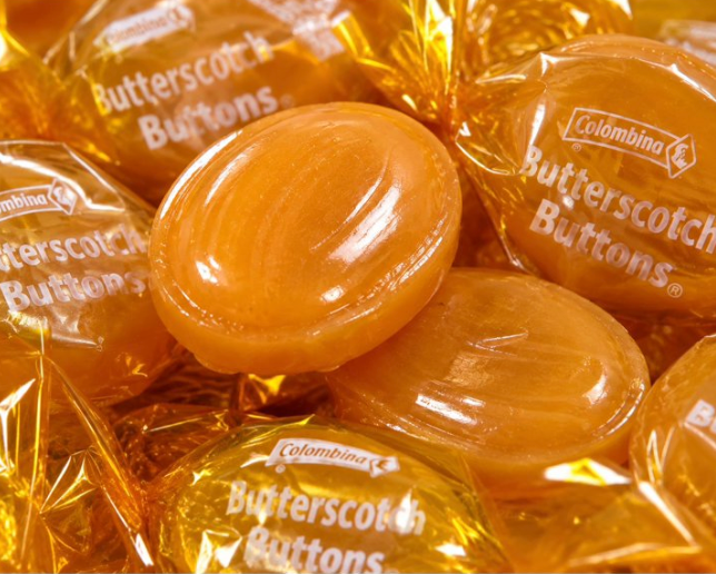 Colombina Butterscotch Discs Individually Wrapped Hard Candy – 2 lb Bag