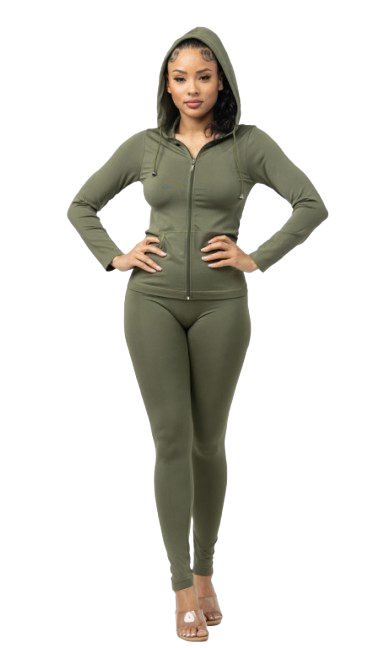 Julia by LoveJ Women's Seamless Zip-Up Hoodie Jacket & Leggings Set (2-Piece)