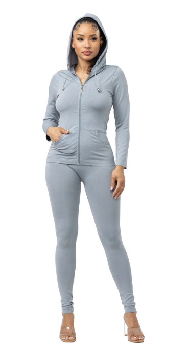Julia by LoveJ Women's Seamless Zip-Up Hoodie Jacket & Leggings Set (2-Piece)