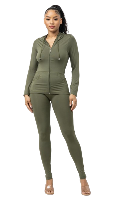 Julia by LoveJ Women's Seamless Zip-Up Hoodie Jacket & Leggings Set (2-Piece)