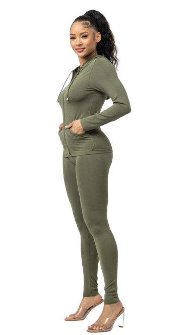 Julia by LoveJ Women's Seamless Zip-Up Hoodie Jacket & Leggings Set (2-Piece)