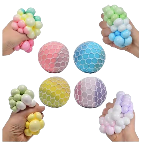 Safe Haven & CO 2-Pack Mesh Stress Balls – Sensory Squeeze Toys for Kids, Anxiety Relief & ADHD Support