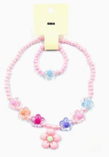 Kids Flower Beaded Jewelry Set – 2 Pieces