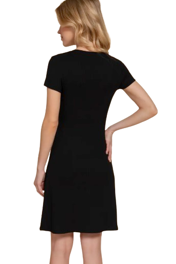 Active Basic USA Short Sleeve Crew Neck A-Line Mini Dress