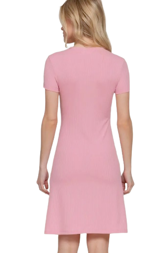Active Basic USA Short Sleeve Crew Neck A-Line Mini Dress