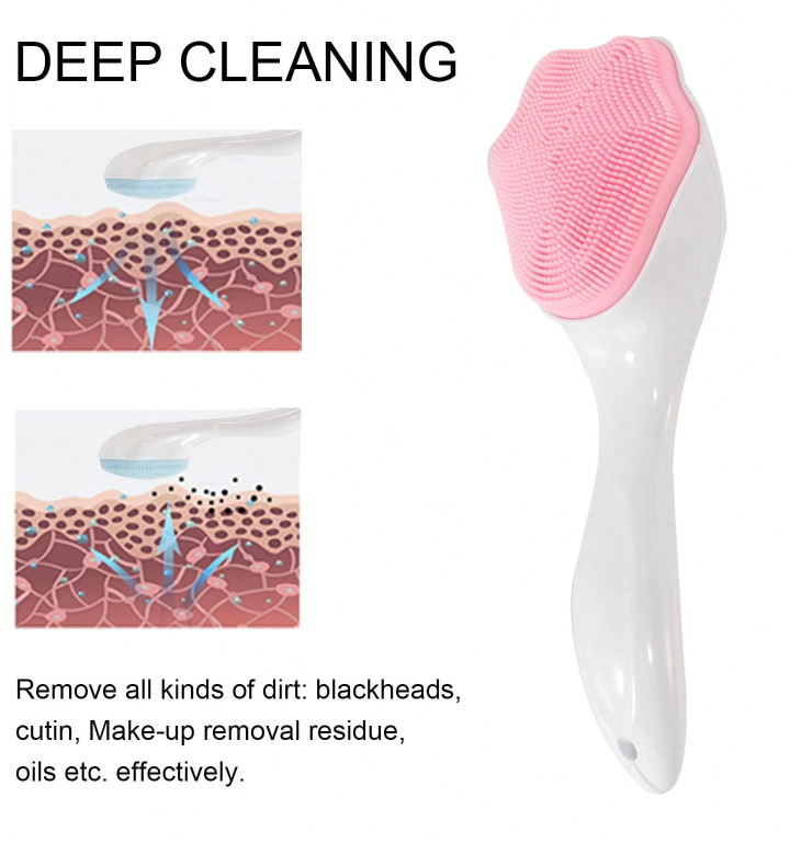 Silicone Face Scrubber Exfoliating Brush – Handheld Deep-Cleansing & Blackhead Removal Tool