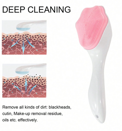 Silicone Face Scrubber Exfoliating Brush – Handheld Deep-Cleansing & Blackhead Removal Tool