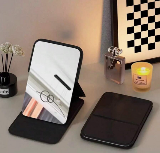 Portable Folding Makeup Mirror – Compact Travel Vanity Mirror with Stand