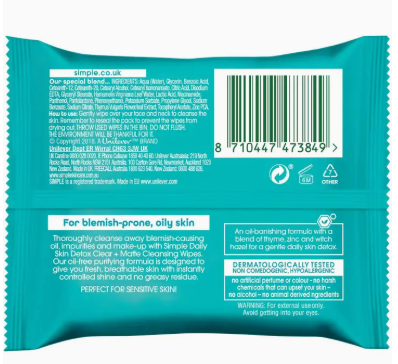 2-Pack Simple Daily Skin Detox Cleansing Wipes – 25 Count (50 Total Wipes)