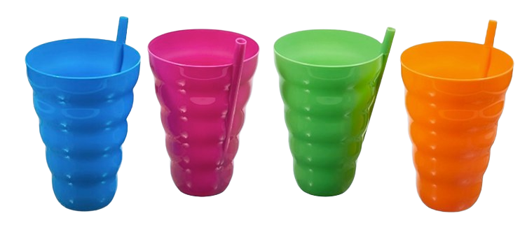 Sip-A-Tumbler – 22 oz. Spiral Cup with Lid and Straw - 4 Pack