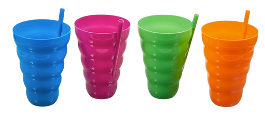 Sip-A-Tumbler – 22 oz. Spiral Cup with Lid and Straw - 4 Pack