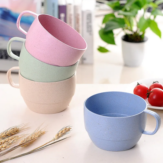 Wheat Straw Plastic Cup with Handle