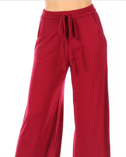 Women’s Solid High-Waisted Drawstring Capri Pants