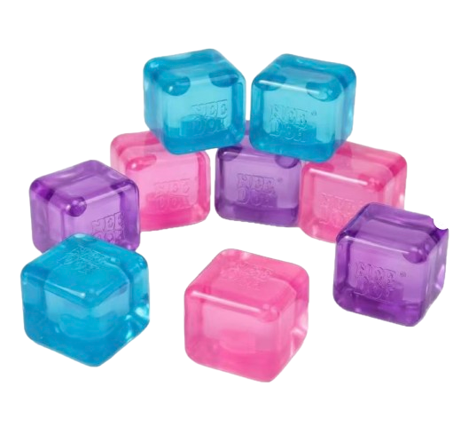 NeeDoh Nice Ice Baby Mini Cube Sensory Fidget Toy – 4-Pack Transparent Squish Set