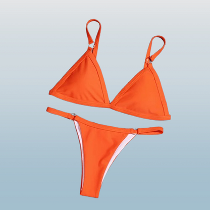 Solid Color Triangle Two-Piece Bikini Swimsuit Set