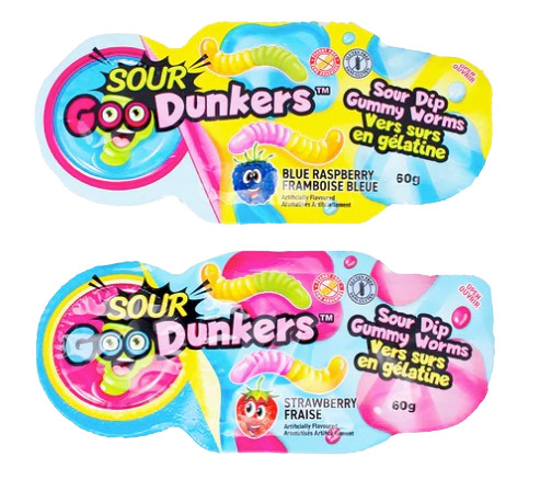 2-Pack Sour Goo Dunkers – Gummy Worms with Sour Dip