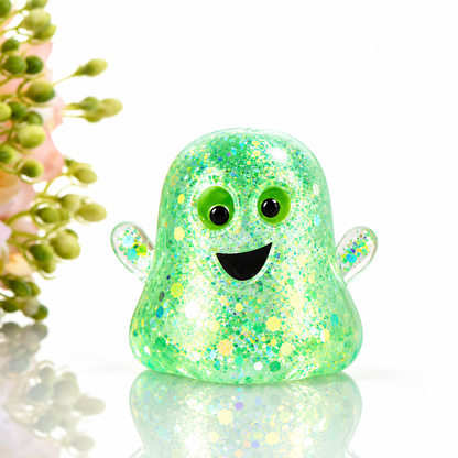 2-Pack Halloween Glitter Ghost Slow-Rebound Squeeze Toys – Random Color Selection