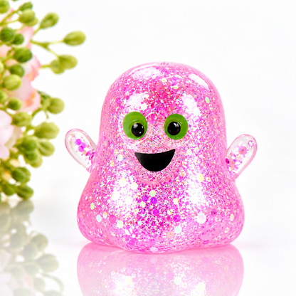2-Pack Halloween Glitter Ghost Slow-Rebound Squeeze Toys – Random Color Selection