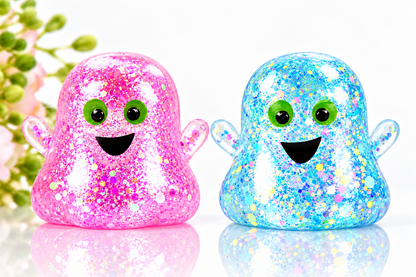 2-Pack Halloween Glitter Ghost Slow-Rebound Squeeze Toys – Random Color Selection