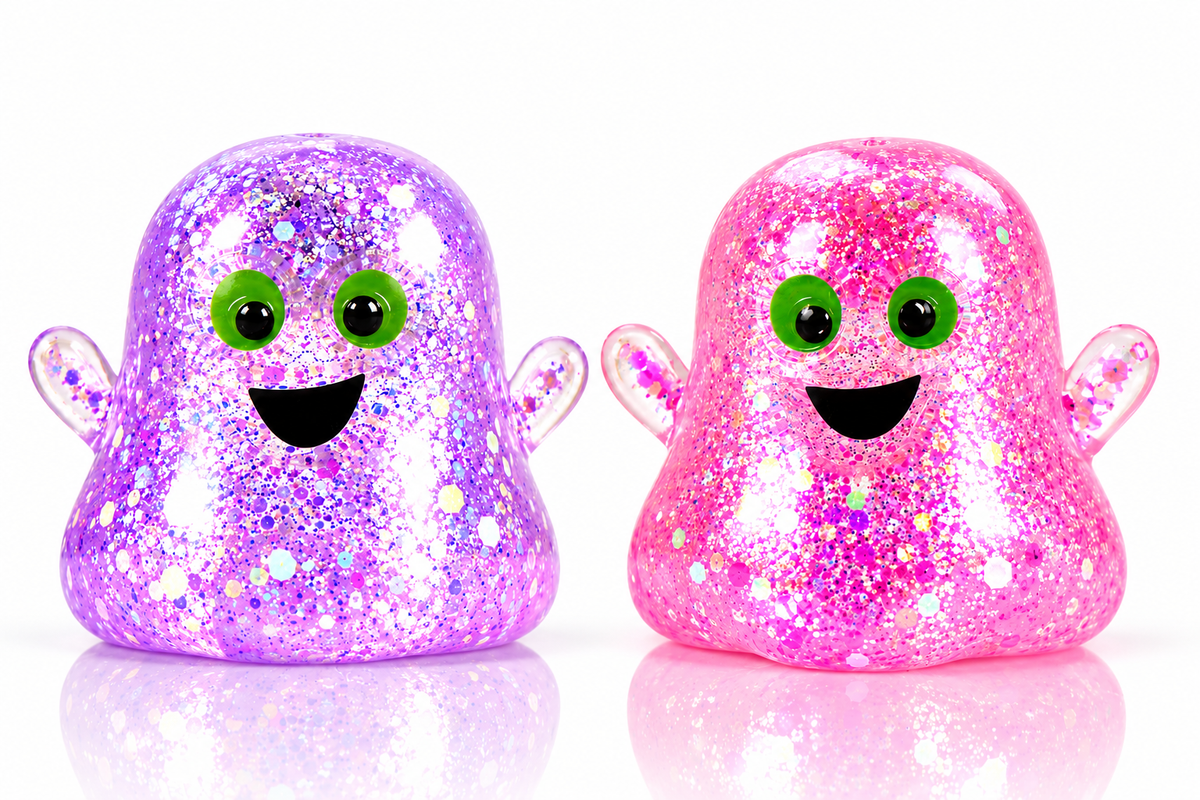 2-Pack Halloween Glitter Ghost Slow-Rebound Squeeze Toys – Random Color Selection