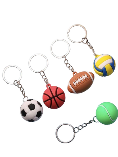 3D Sports Ball Keychain, 4-Pack