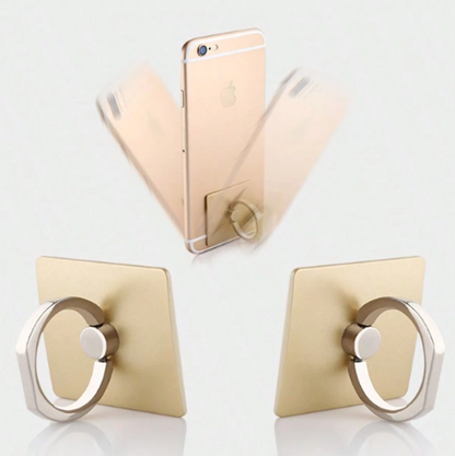 Sleek Square Phone Ring Holder – 360° Rotating Grip & Stand – Adhesive Back, Multi-Color Options