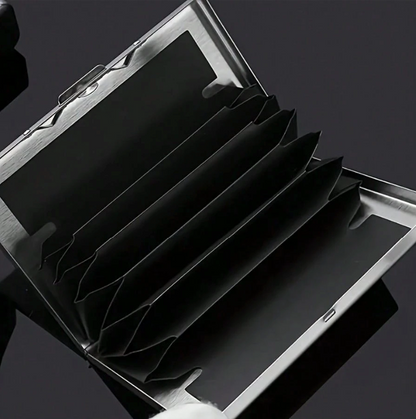 Sleek Stainless Steel Card Holder – RFID-Blocking Metal Wallet with 6 Card Slots