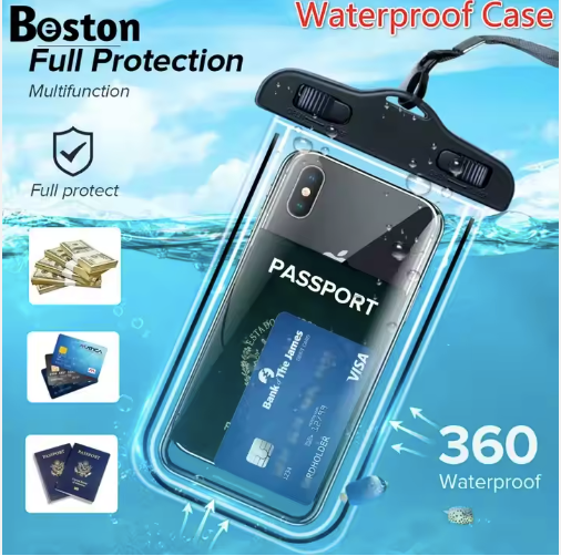 360° Waterproof Phone Pouch with Lanyard – Full Protection Dry Bag for Travel & Swimming