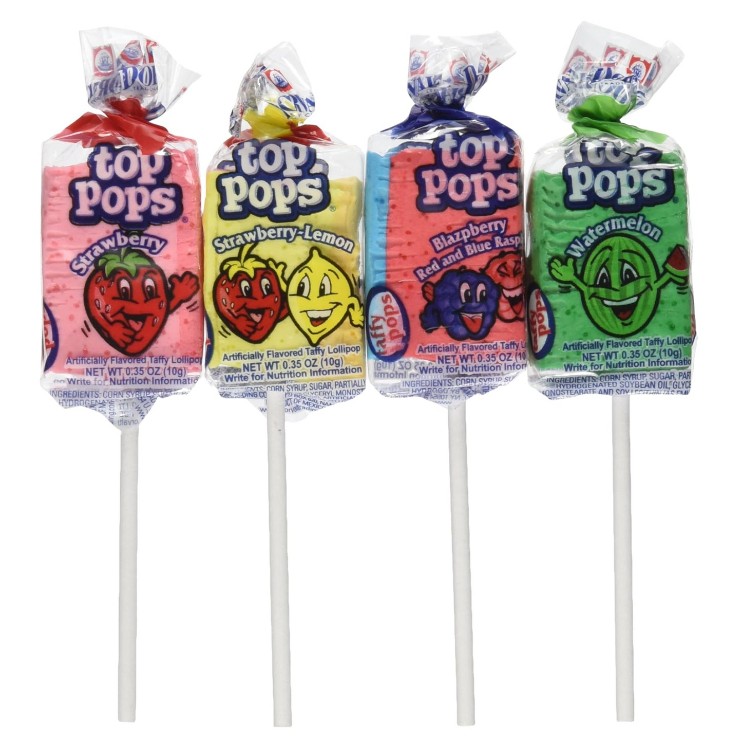 Taffy Top Pops Assorted Flavored Taffy Lollipops 16-Pack