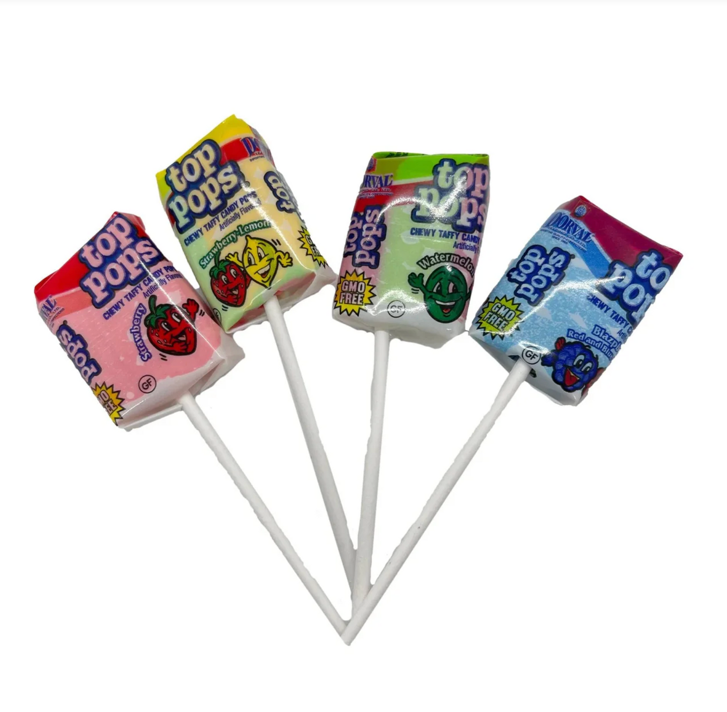 Taffy Top Pops Assorted Flavored Taffy Lollipops 16-Pack