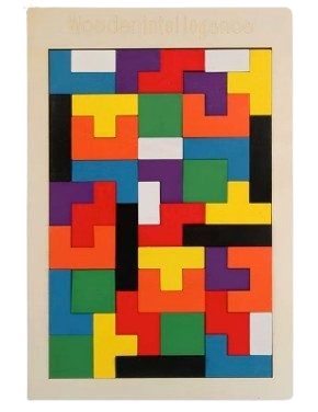 Safe Haven & CO Wooden Tetris Puzzle – Educational Brain Teaser Toy for Kids