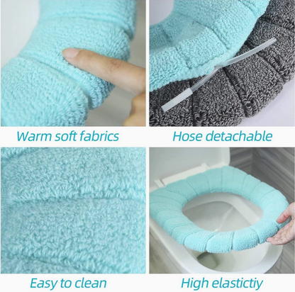 Washable Soft Fabric Toilet Seat Cover – 2 Pack (11 inch)