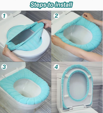 Washable Soft Fabric Toilet Seat Cover – 2 Pack (11 inch)
