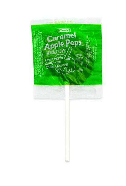 Tootsie Caramel Apple Pops 8-Pack, Green Apple Candy with Chewy Caramel – 0.625 oz Each