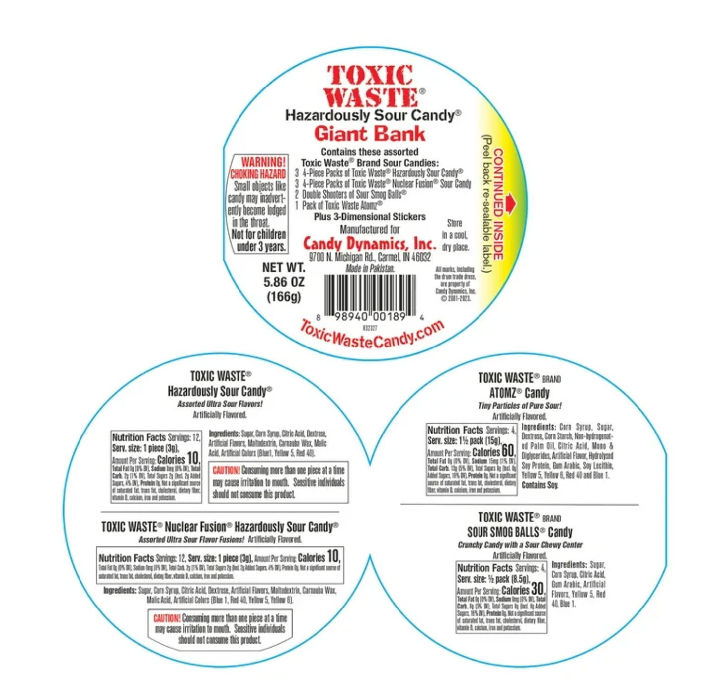 Toxic Waste Super Sour Candy Yellow Drum