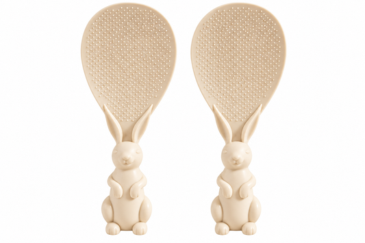 2-Pack Cute Bunny Rice Paddle Spoons – Nonstick Textured Rice Serving Scoops with Rabbit Handles
