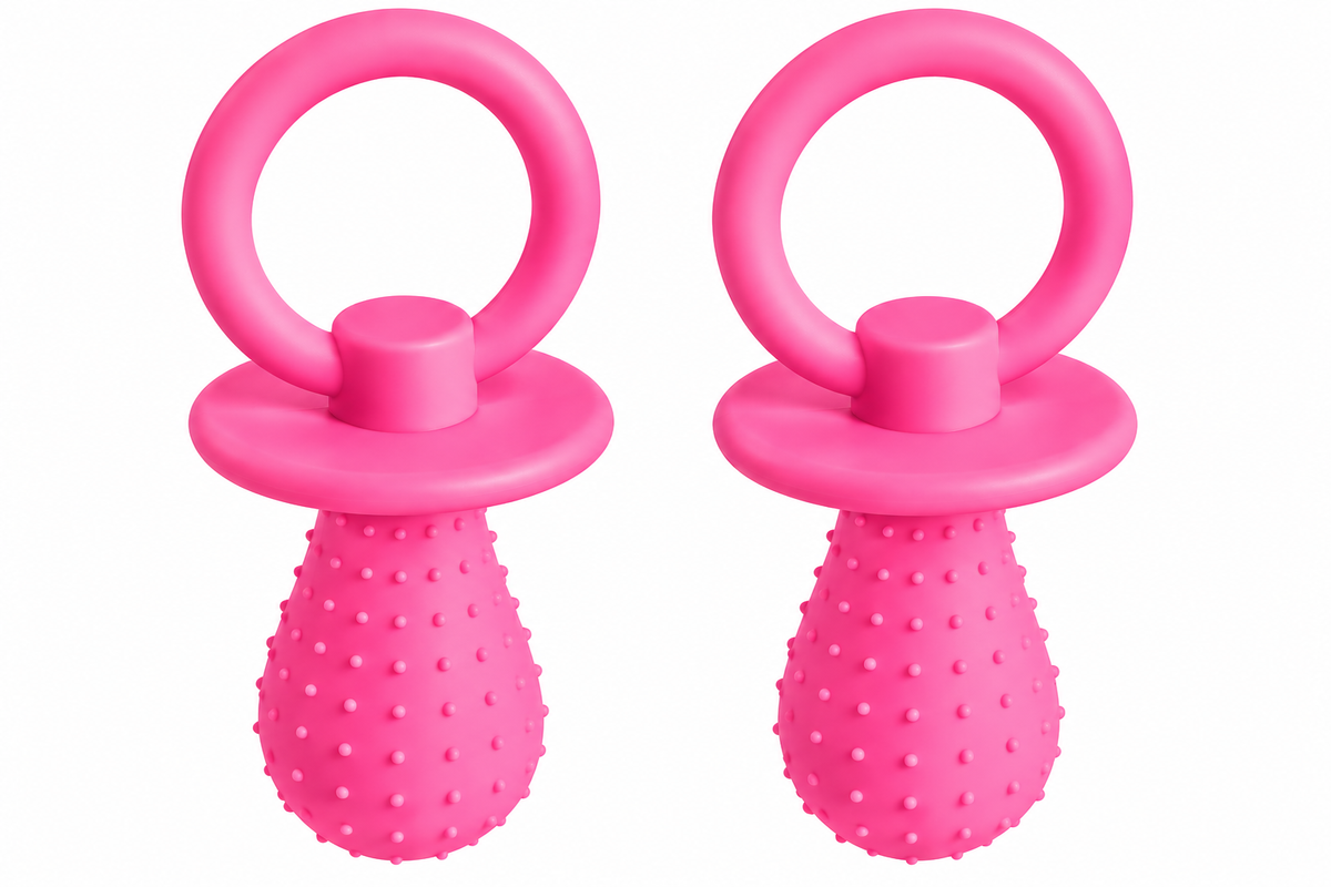 2-Pack Dog Pacifier-Shaped Chew Toys – Textured Puppy Teething & Interactive Pet Toys