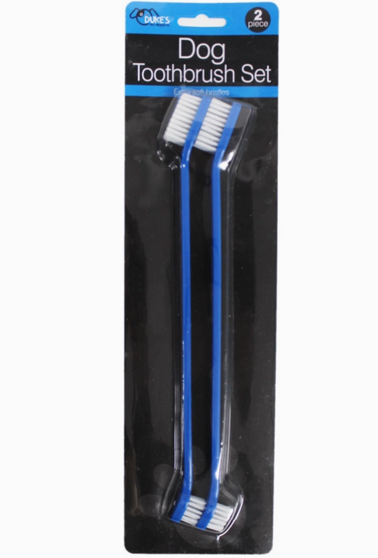 Two-Piece Dog Toothbrush Set: Double Sided Long Handle