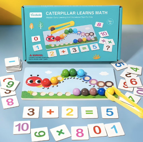 Caterpillar Math Learning Toy – Early Educational Wooden Number Set