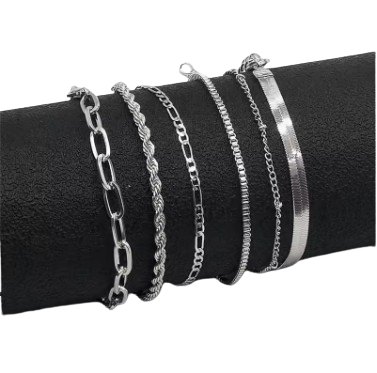 Versatile Style Metal 6-Piece Set with 6 Bracelets, Gold or Silver (6 Pack)