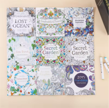 Zen Mandala Adult & Kids Stress Relief Coloring Book Assorted Artistic Themes Lost Ocean Enchanted Forest Wonderland Exploration Secret Garden Fantasy Dream Time Travel Animal World
