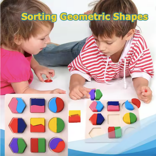 Safe Haven & CO Wooden Shape Sorting Blocks – Early Learning Educational Toy